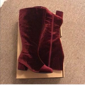 Velvet Burgundy Boots